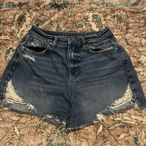 American Eagle Outfitters Women's Blue Denim Short Highest Rise Mom Short